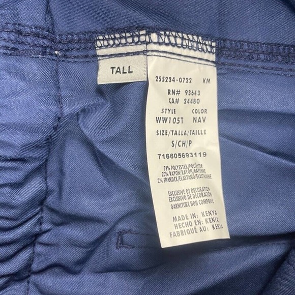 Cherokee Workwear Women's Small Navy Tapered Leg Drawstring Tall Scrubs Pants - Picture 8 of 16